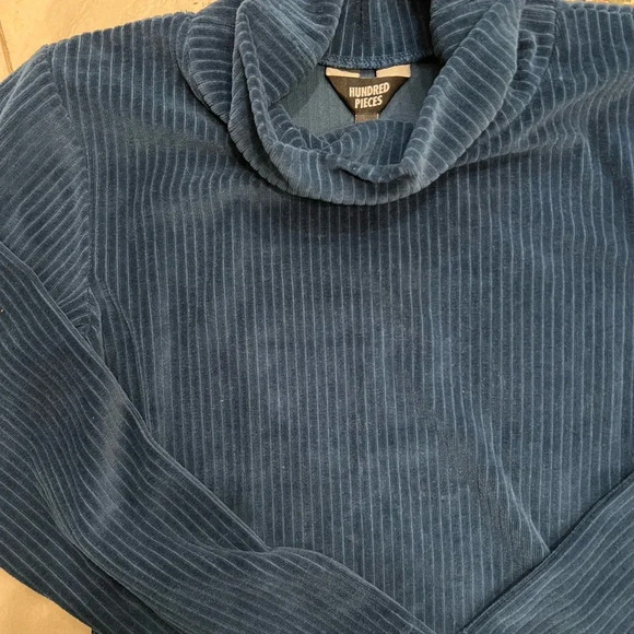 NWT Hundred Pieces Blue Velvet Turtleneck Top - Picture 3 of 6